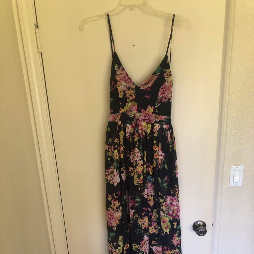Navy blue floral maxi dress